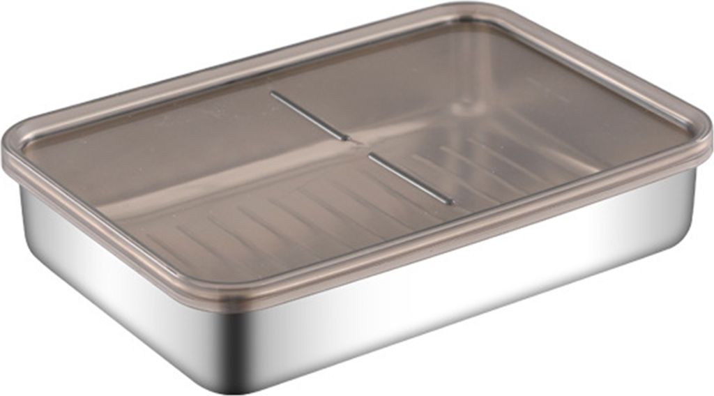 Kühlschrank-Käsebehälter aus Edelstahl, erhöhter Boden, Kühlschrank, Feinkost-Fleisch-Aufbewahrungsbox, Küchen-Lebensmittelaufbewahrungsbehä...