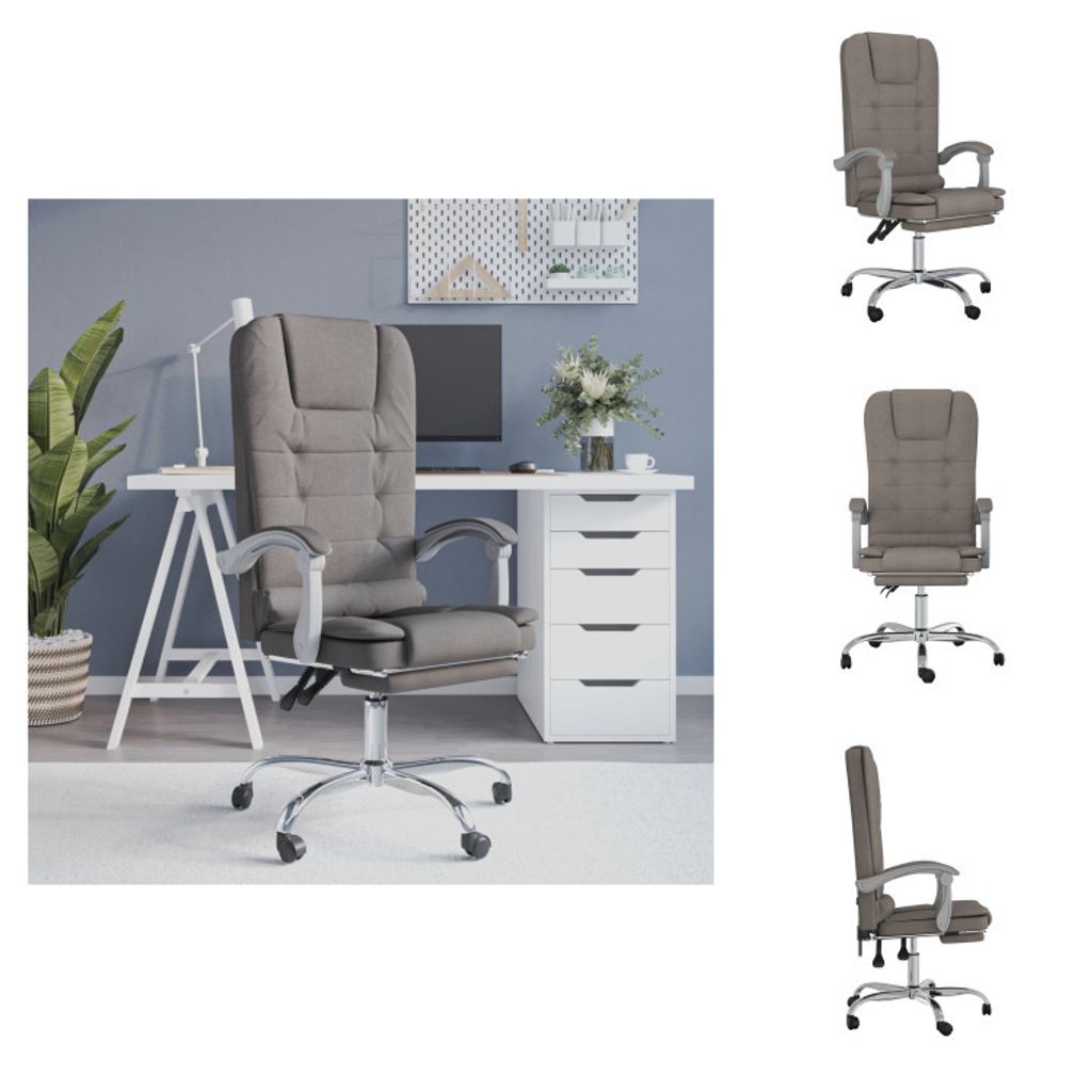 vidaXL Bürostuhl mit Massagefunktion Taupe Stoff - Bürostühle