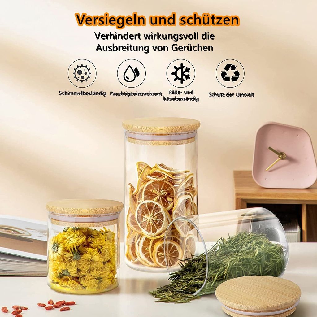 MOOHO Vorratsdosen Glas mit Deckel, Mehrweg-Vorratsgläser Produktbild 6