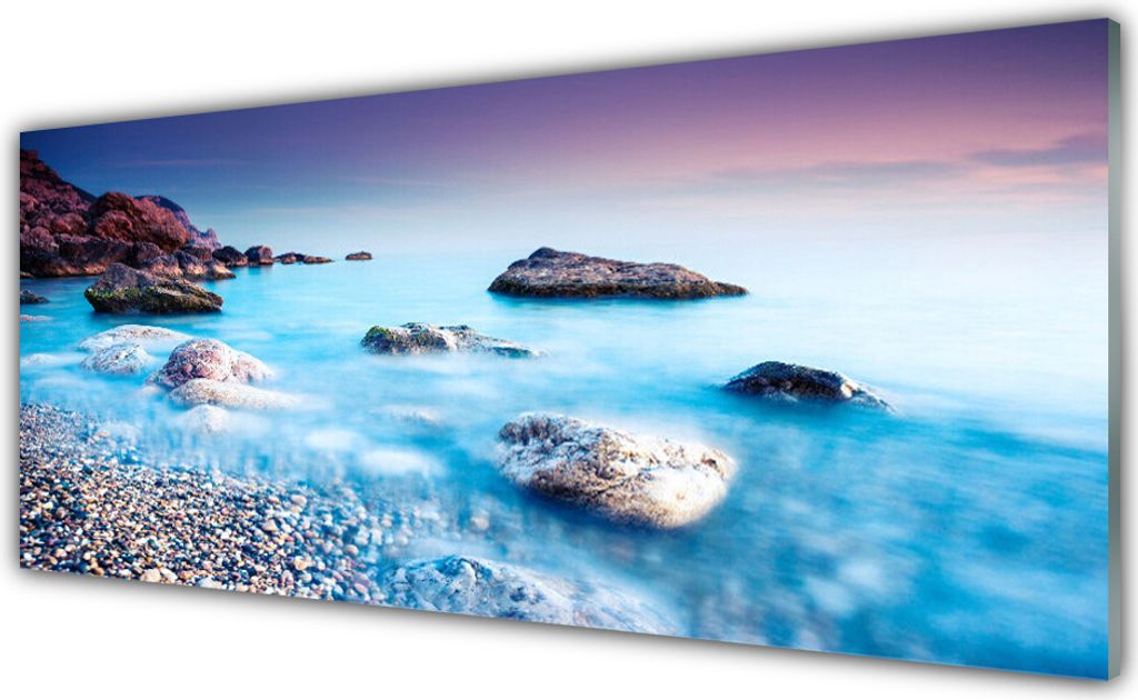 Acrylglasbilder 125x50 Wandbild Druck Meer Steine Strand Landschaft