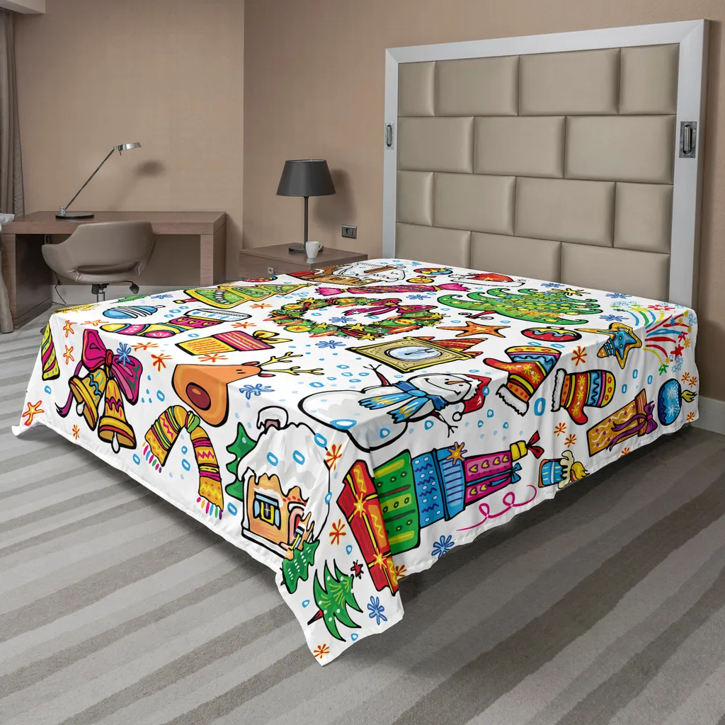 Drap de Dessus Noël pour Lit Enfant, Textile Doux et Décoratif 205cm