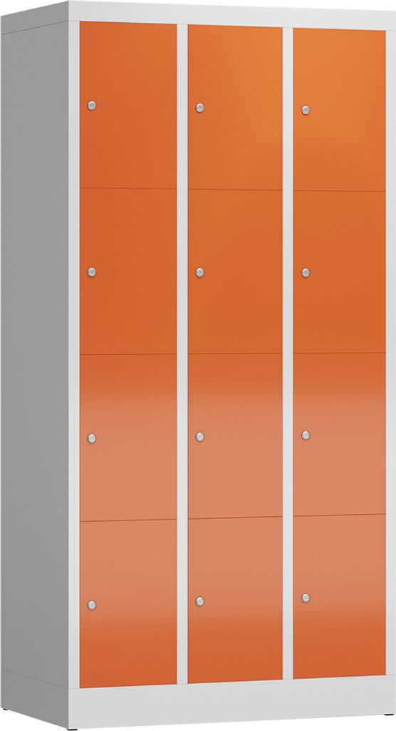 Spind Schließfachschrank 12 Fächer 1800 x 900 x 500 mm Wertfachschrank lichtgrau/feuerrot X-520434
