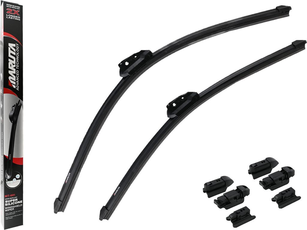 MARUTA Lotus Perl-Effekt Scheibenwischer SET 550 mm / 525 mm (550mm / 530mm) - universal - vorne, Aero-dynamik optimierte Wischerblätter aus exklu...