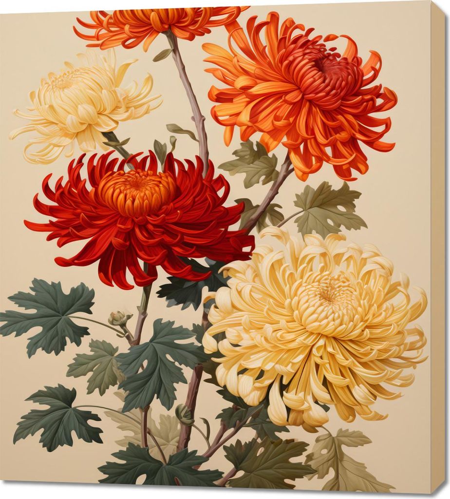 Bild 90x100cm Tanzende Chrysanthemen