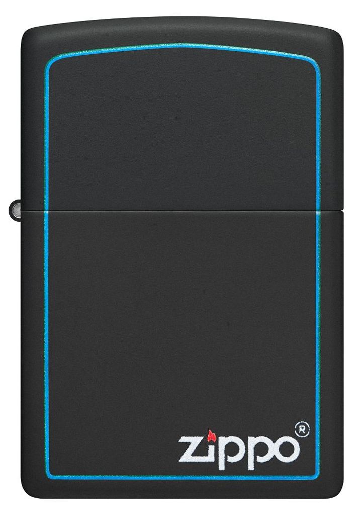 ZIPPO - Klassisches Zippo Motiv in Schwarz und Blau - Black Matte Schwarz Sturmfeuerzeug nachfüllbar Benzin 60006315