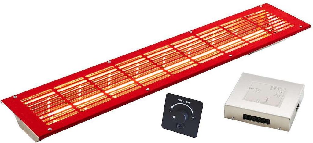 Infraworld VITALlight-IPX4 Infrarotstrahler-Set 500W gerade rot mit Steuerung schwarz