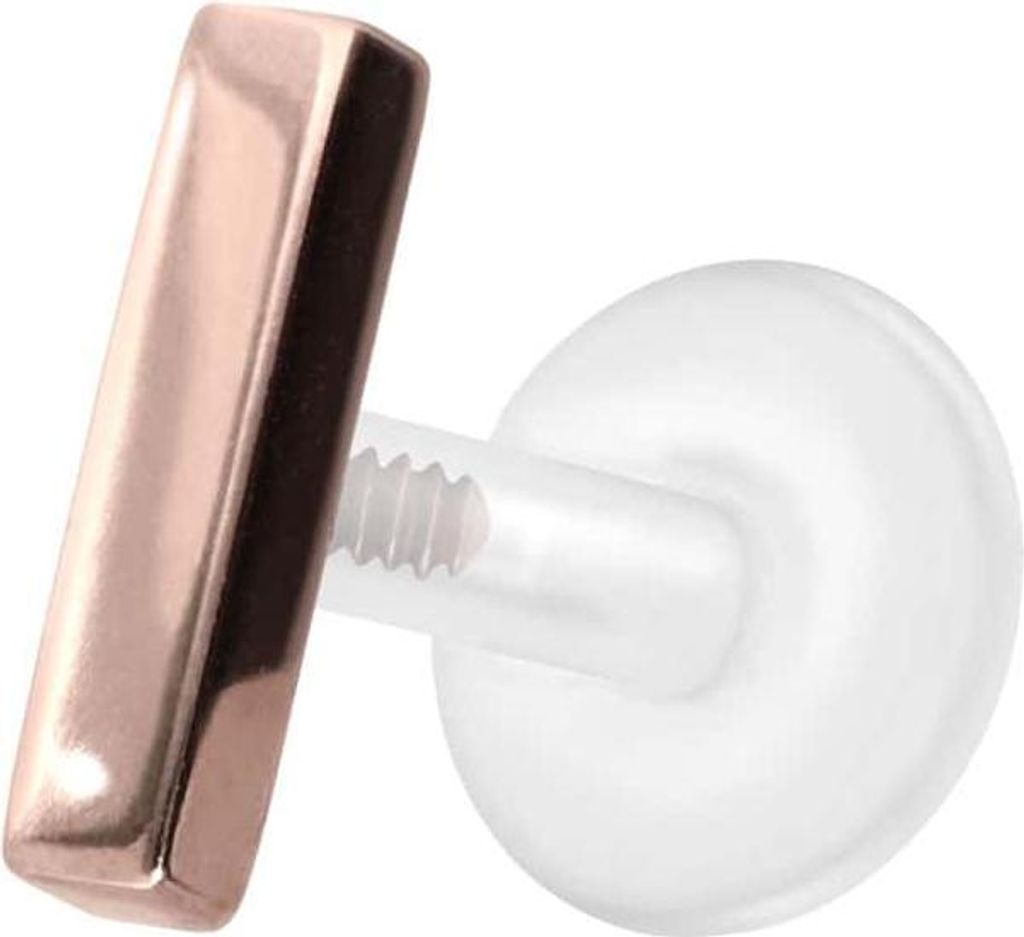 Ohrpiercing, Nasenpiercing PTFE Labret mit Innengewinde + Titan-Aufsatz BALKEN RoséGold Stablänge: 5mm | Stabstärke: 1,2mm