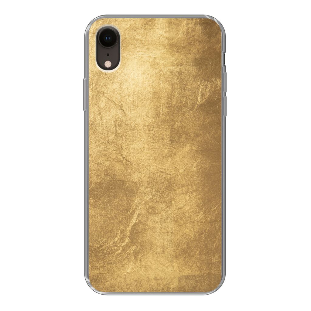 MuchoWow Handyhülle Schutzhülle Hülle für iPhone XR Licht fällt auf eine goldene Wand Silikon Softcase Handy Hülle - Schutzdeckel