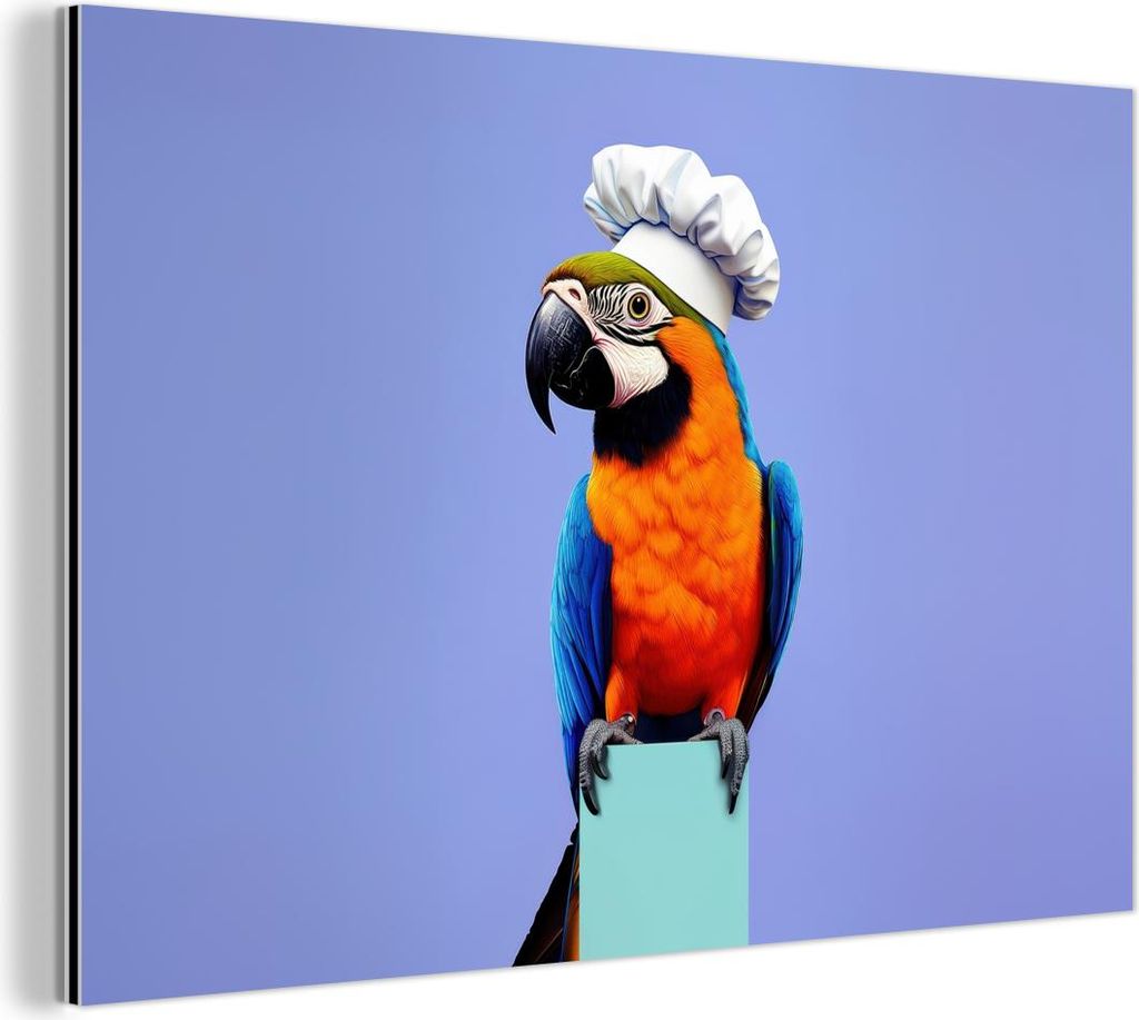 MuchoWow Wanddekoration Metall Metallbild Wandkunst 60x40 cm Papagei - Kochmütze - Vogel - Schön MuchoWow Aluminium Gemälde - Gemälder