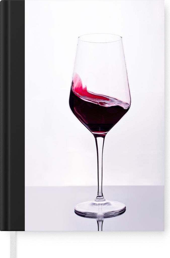 MuchoWow Notizbuch Tagebuch Haushaltsbuch Notebook A5 Studioaufnahme eines Glases Rotwein - Notizblock - Notizheft - Notebook - Schreibblock - Pa...