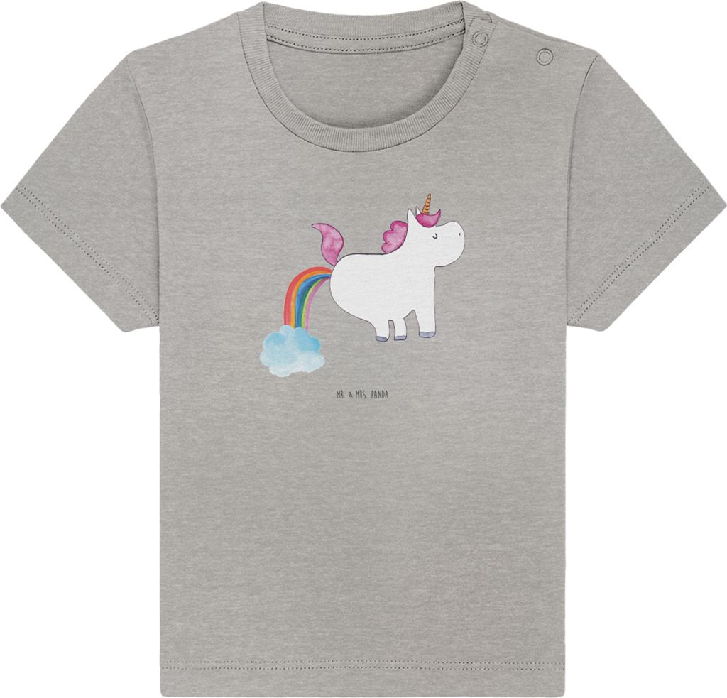 Mr. & Mrs. Panda T-Shirt Einhorn Pupsen 0. - 6. Monat - Heather Grey - Geschenk, Baby Shirt, Kinder, Regenbogen, Unicorn, Babyshirt, Spaß, Baumwol...