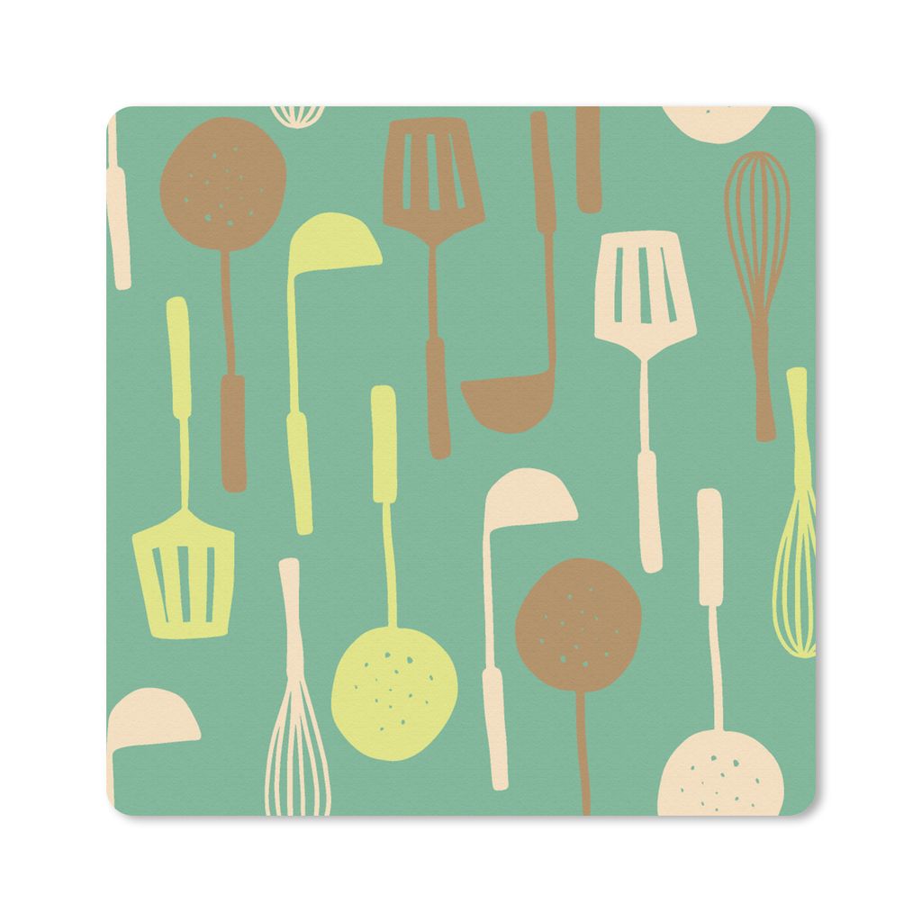 MuchoWow Mauspad Mousepad Spatel - Löffel - Muster - Küche 30x30 cm - Mousepads - Maus Mat - Pad - Mausunterlage - Gaming