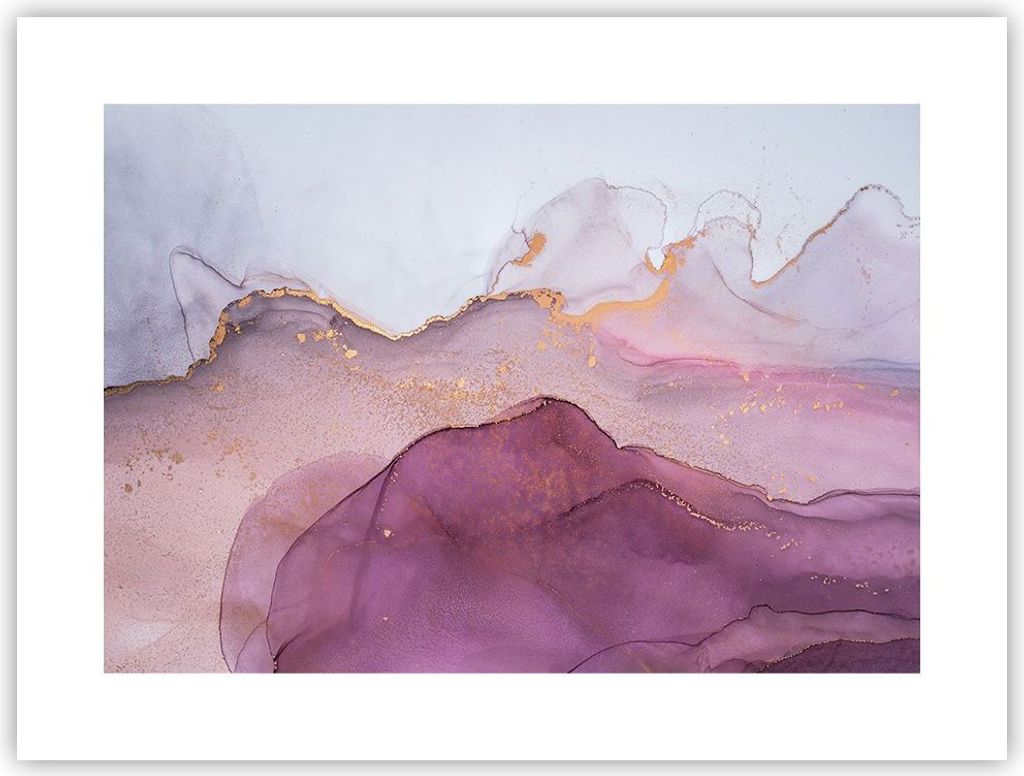Poster - Poster ohne Rahmen - Marmor Pink Violett - 40x30 cm - Wand Bild - Wanddeko - Wandbilder - Kunstposter - Wandposter - Bilder - Kunstdruck -...