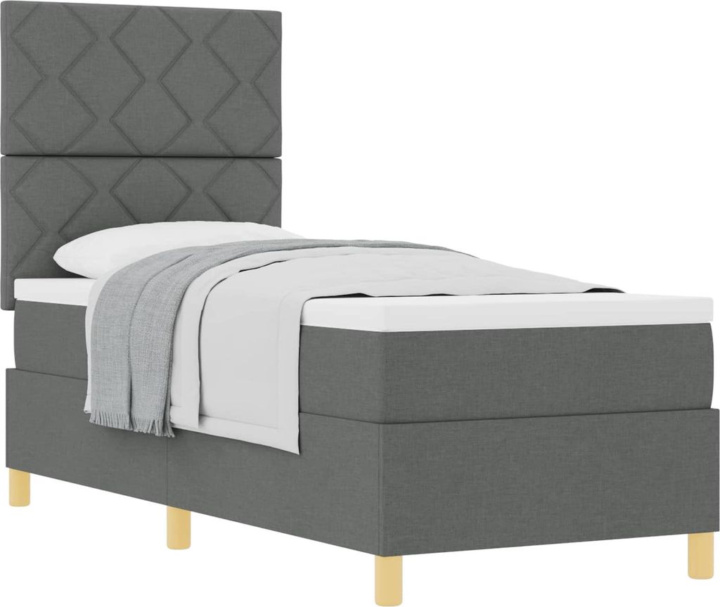 vidaXL Boxspringbett mit Matratze Dunkelgrau 80 x 200 cm Stoff