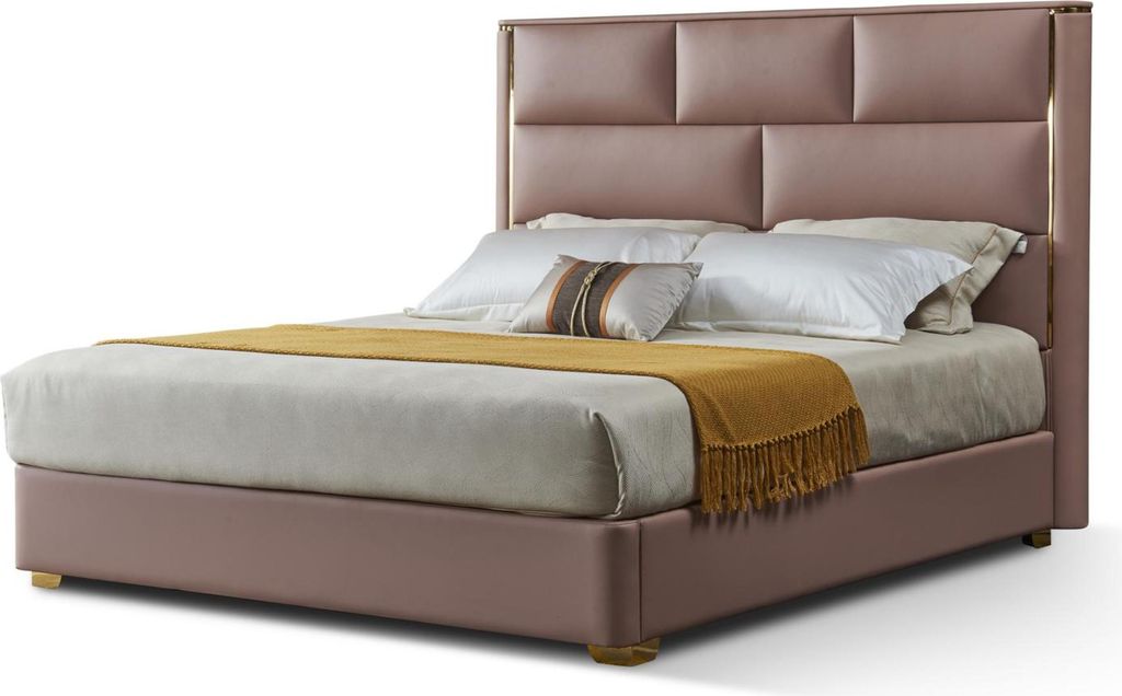 Design Doppelbett Lederbett Betten Bett Leder Polster Schlafzimmer Ehe 180x200cm