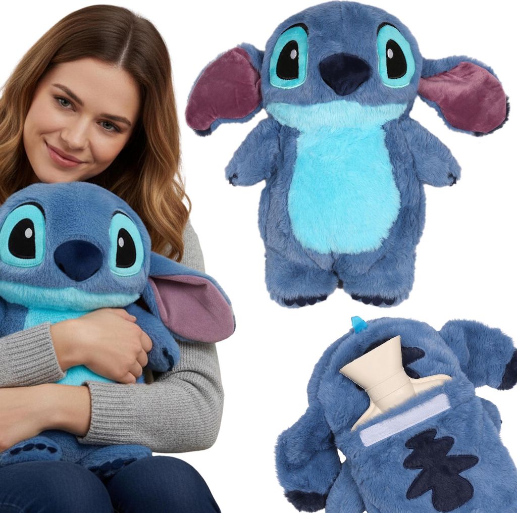 DISNEY Stitch Gummi Wärmflasche mit WEICHEM Bezug, GROSS! Produktbild 