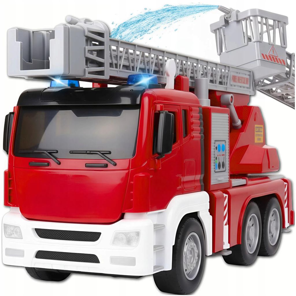 Feuerwehrauto Fuer Kinder Mit Wasserspritzfunktion Und Ausziehbarer Leiter – Licht Und Sound