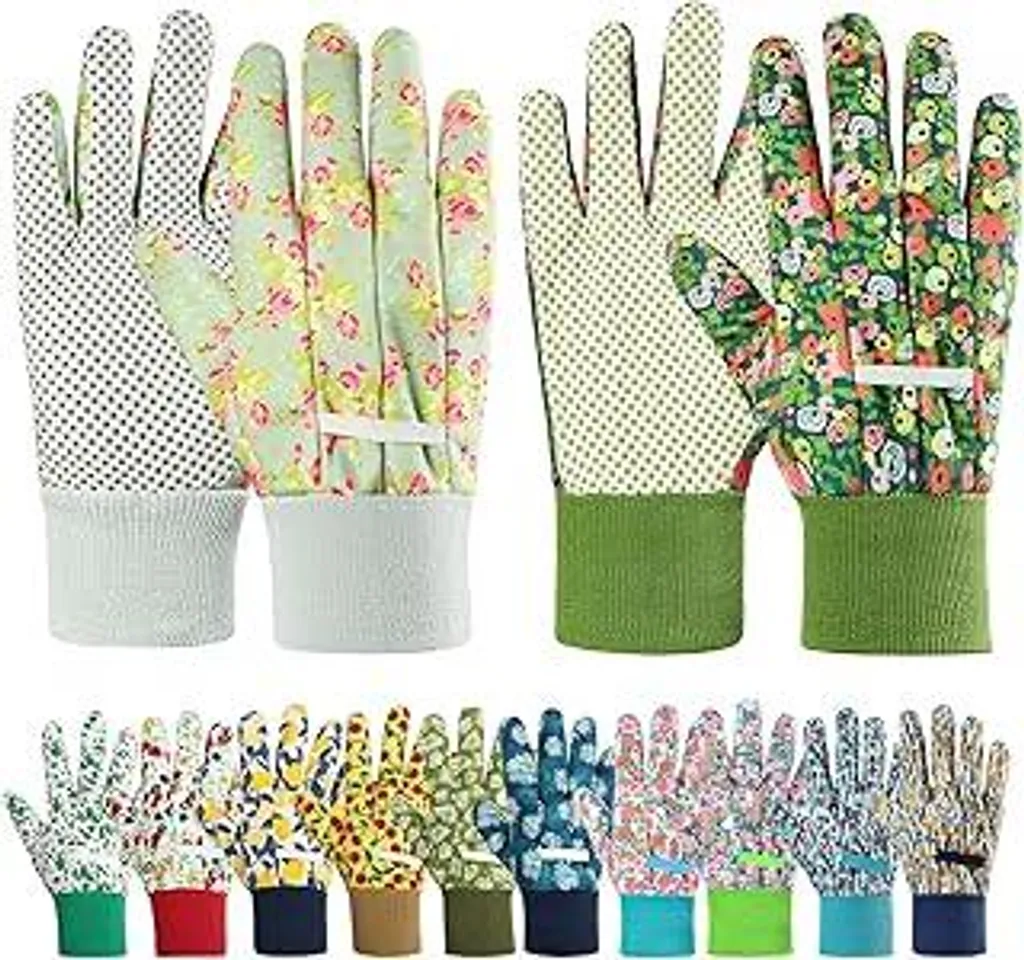 2X Guanti Lavoro con Puntini in PVC e Polsino Tela Resistente