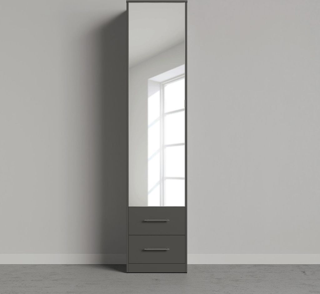 SMARTBett Spiegelschrank Kleiderschrank mit Spiegeltür 50cm Anthrazit/Anthrazit