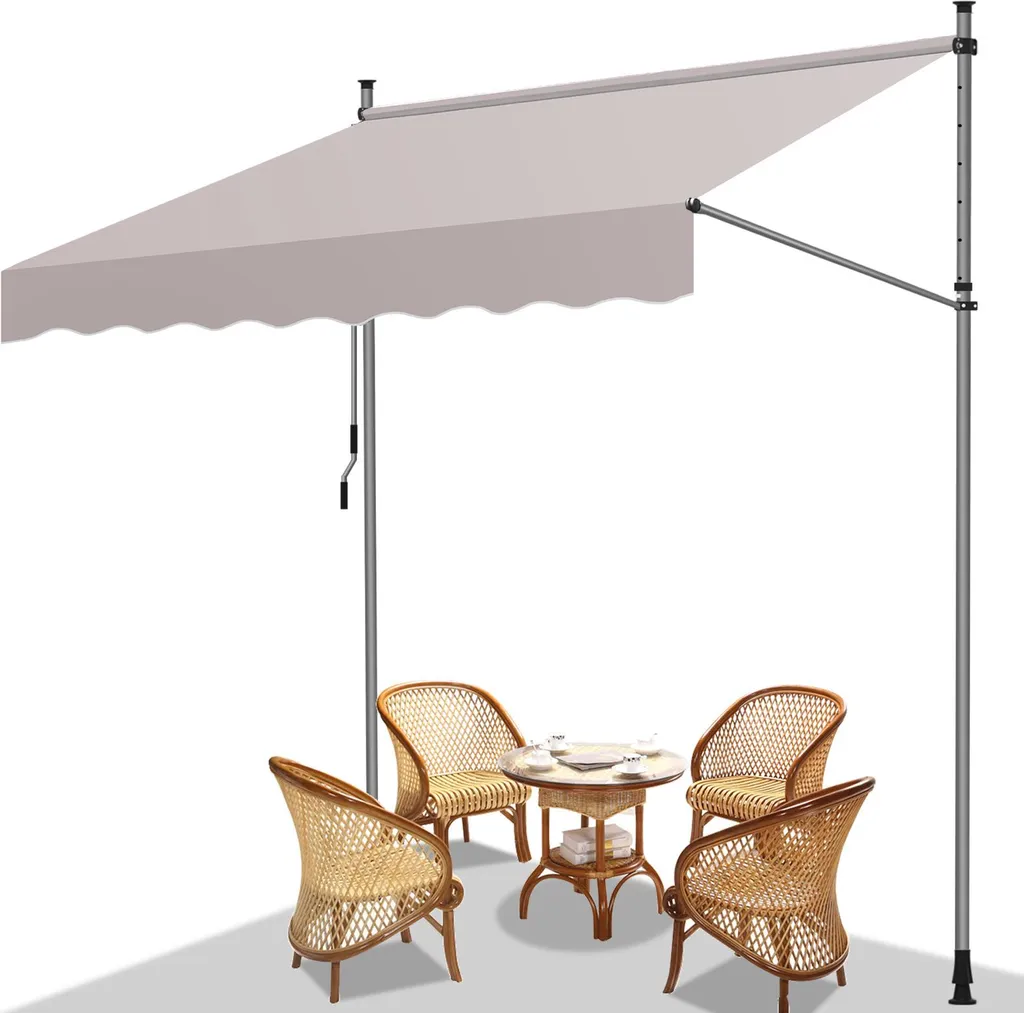 tillvex Tenda da sole a morsetto 150 cm gialla/bianca con LED solare e