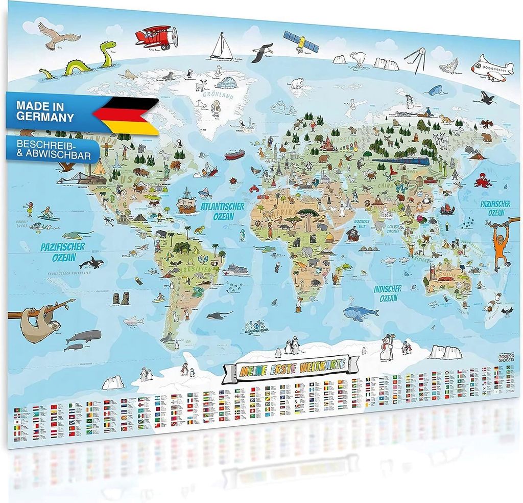 Carte du monde pour enfants XXL Poster - Version allemande Image du produit 