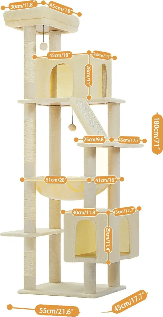 Arbre à chat XL pour grands chats avec zones de repos et de griffage