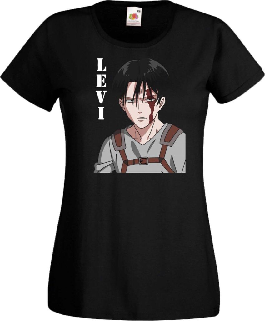 Damen T-Shirt Attack Anime On Titan Levi Ackerman 05 Var-018 Levi Ackerman, Lady XS / Schwarz