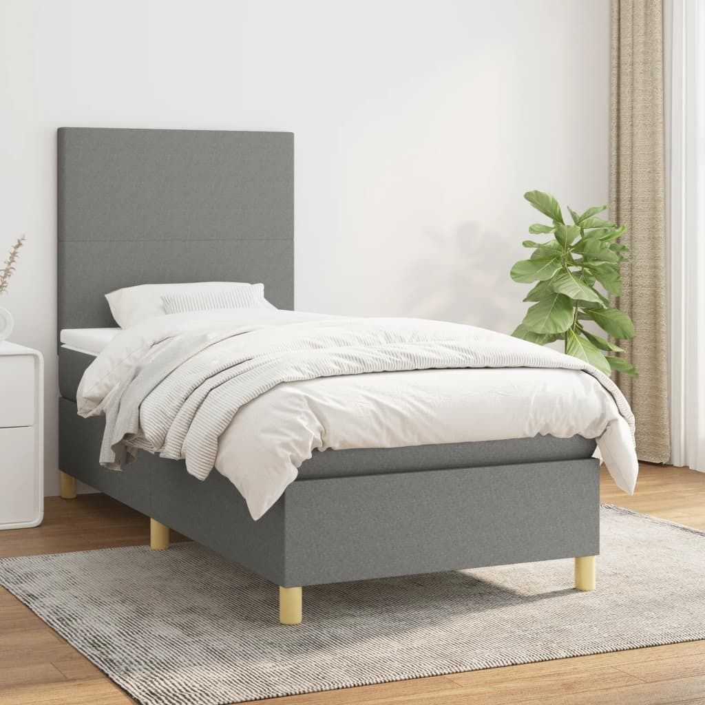 Maison Exclusive - Boxspringbett mit Matratze Dunkelgrau 80x200 cm Stoff