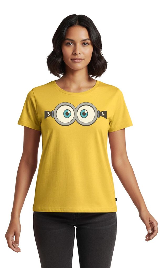 Spreadshirt Minions Phil Jerry Gesicht Kostüm Fasching Frauen Premium T-Shirt, M, Sonnengelb