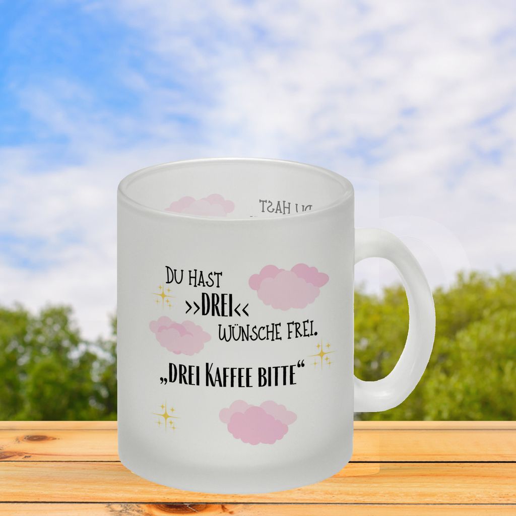 Drei Wünsche Frei Glas Tasse Drei Kaffee bitte