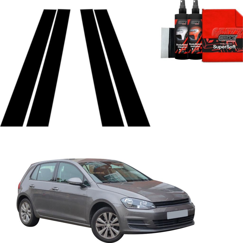 4in1 Schwarze Grizz Protector schutzfolie für B-Säule - Volkswagen Golf 7 Hatchback 5D (2012-2020)