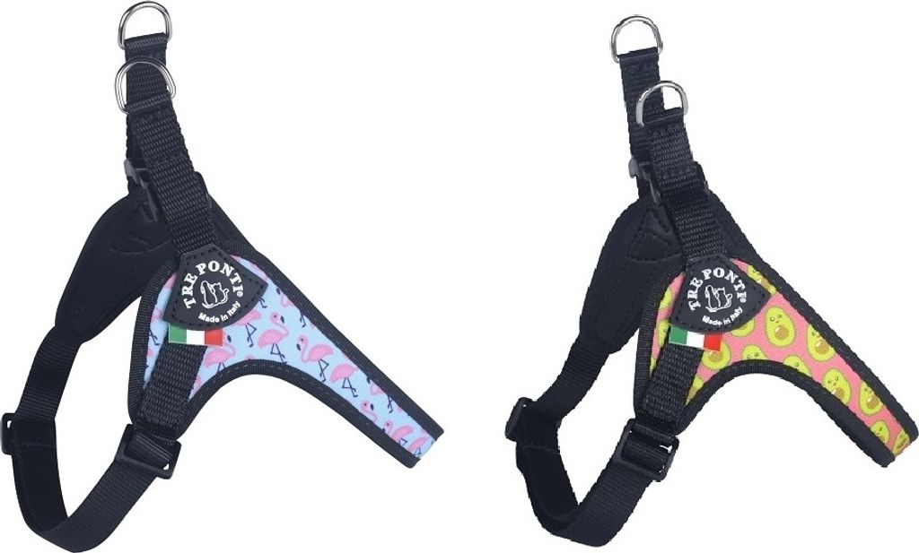 Tre Ponti Geschirr Easy Fit Vibes Avocado Flamingo verst. Bauchgurt, Farbe:Avocado, Größe:1.5 - 30 - 40 cm / bis 4 kg