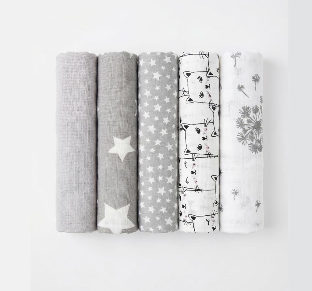 DOLCE SONNO Tetra-Stoffwindeln – 5 Stück – Bunte Windeln aus 100% Baumwolle – Spucktücher – Set 10