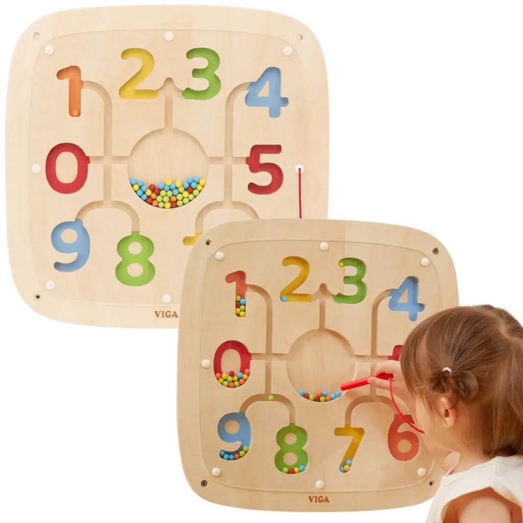 Tableau sensoriel manipulateur en bois Viga : trieur et comptage enfant