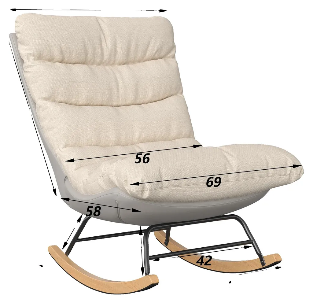 Fauteuil à bascule ADCR-079, dossier réglable et tissu haut de gamme