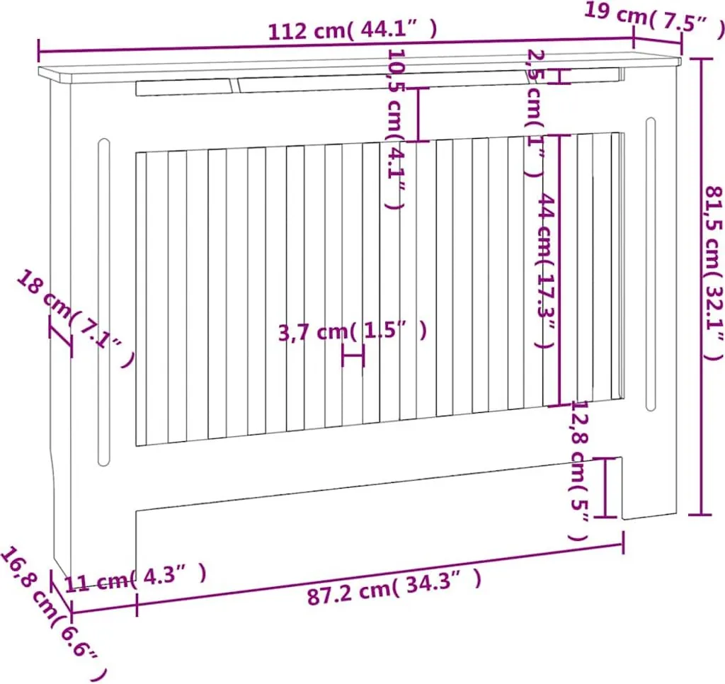 Cache-radiateur Design 112 cm - Solution Rangement et Déco pour Intérieur - 12