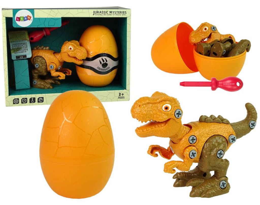 IMPORT LEANTOYS Tyrannosaurus Rex Dinosaurier Set mit Ei DIY Schraubendreher Orange