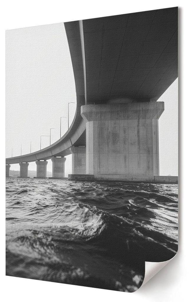 Brücke über das Wasser- Kunstdruck A1 (59x84 cm) - Industriell, Modern- Wandbild für Wohnzimmer Schlafzimmer & Flur, Modernes Poster Wanddeko, U...