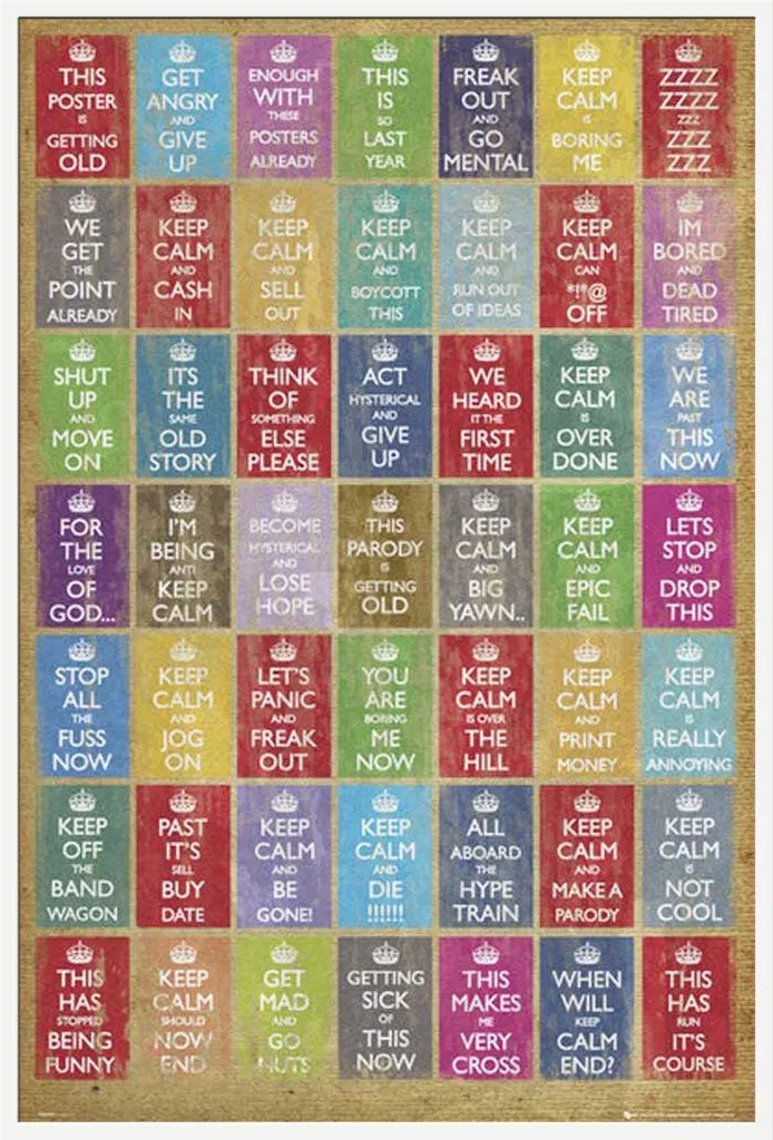 Cadre Shinsuke blanc anti-casse avec vitre acrylique et affiche Keep Calm
