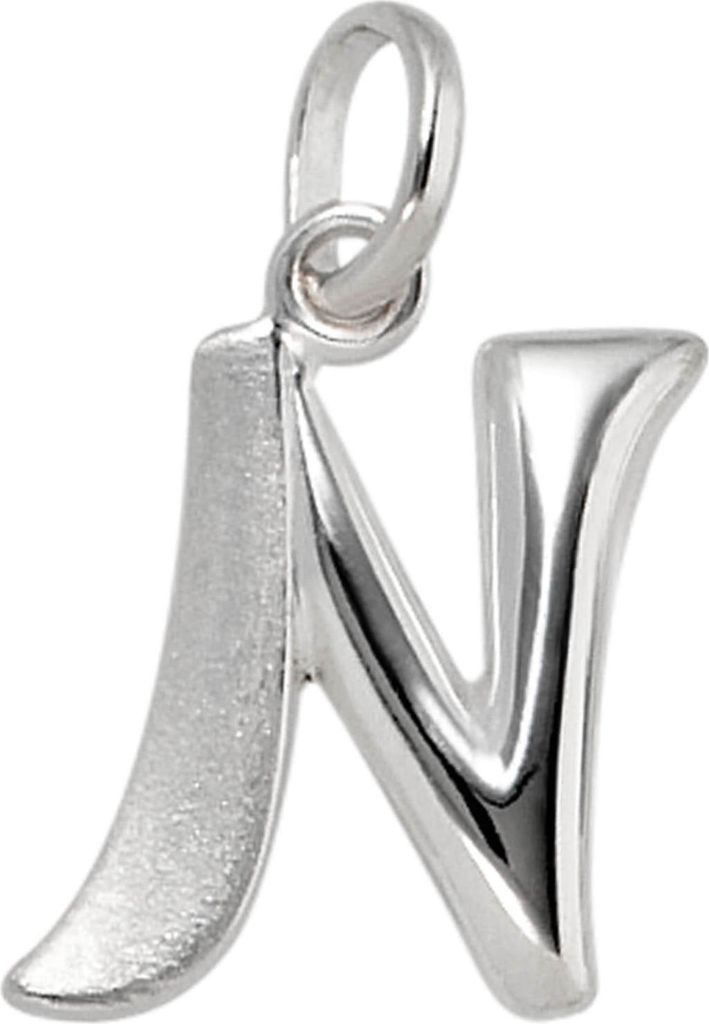 Anhänger Buchstabe N aus echtem 925 Silber glänzend teilmattiert Uni