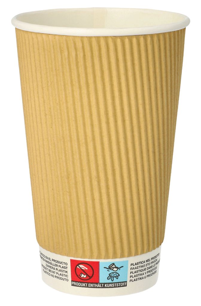 PAPSTAR Papp-Trinkbecher "pure" Ripple Wall 0,4 l beige 25 Stück
