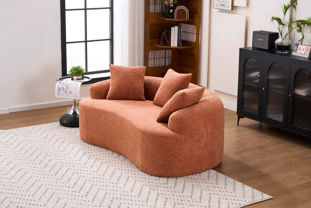 Canapé 2 places incurvé modulaire format compact avec 3 coussins déco - 9