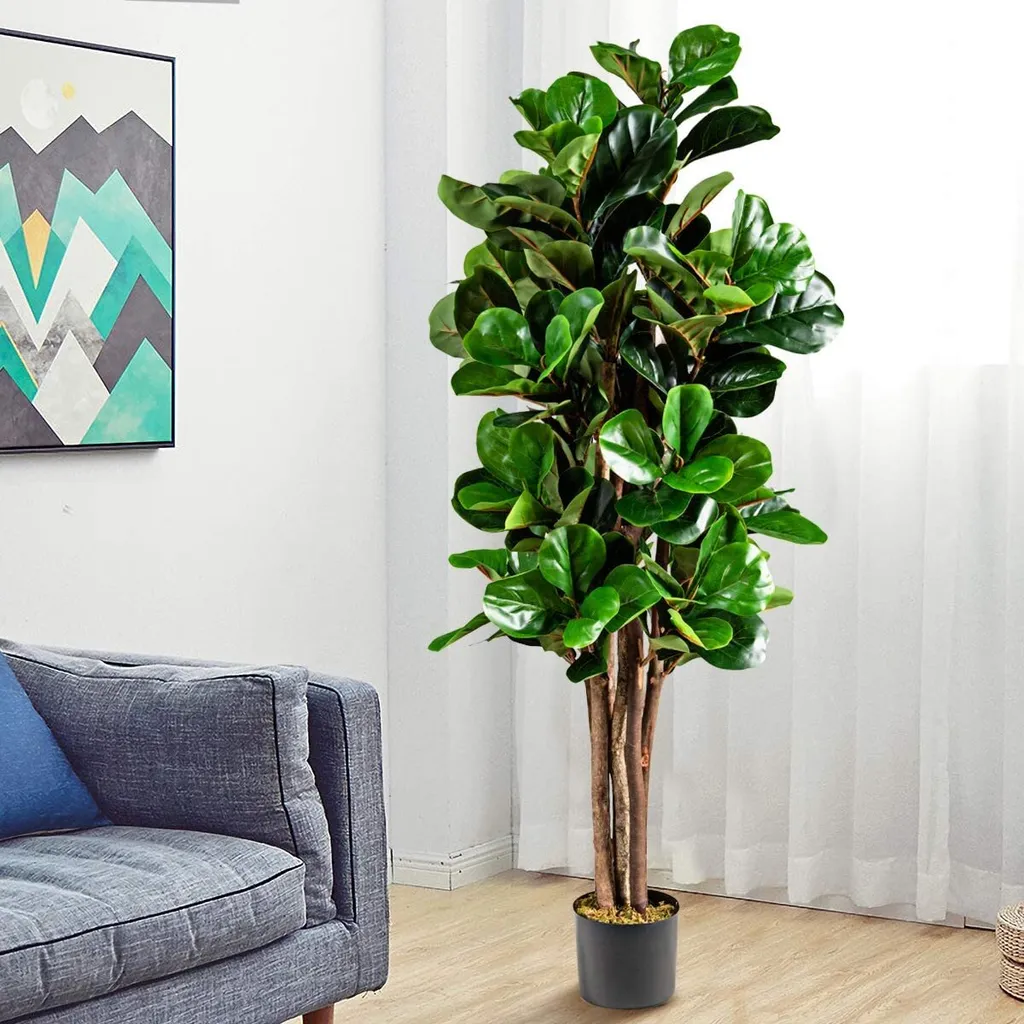 Albero Artificiale di Fico Premium COSTWAY 1,5 m - Decorazione Lusso