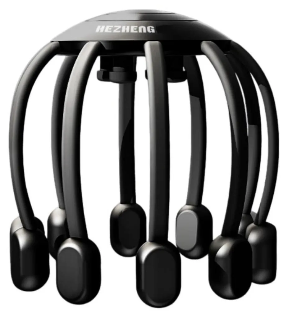 Soulager les tensions : Masseur de tête Bluetooth 14 têtes noir 16cm