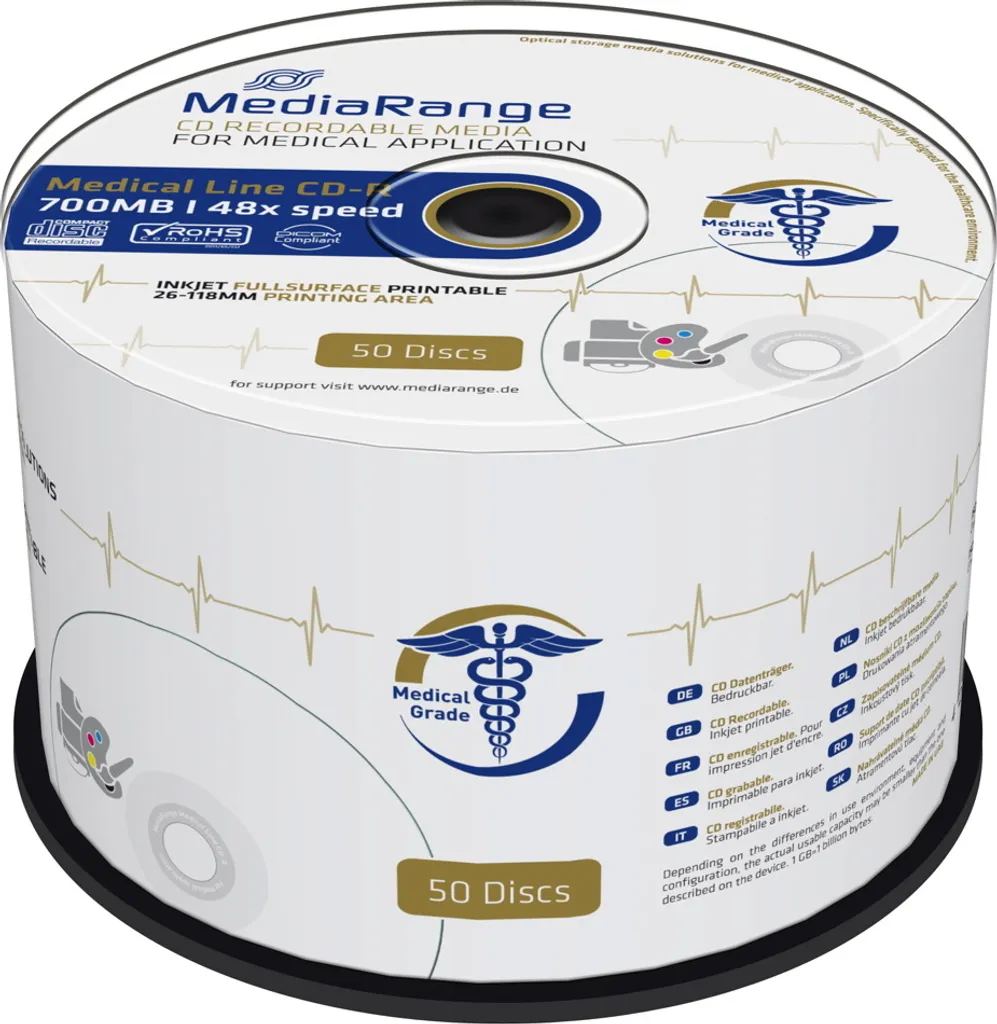 Disque CD-R 700MB MediaRange surface inkjet imprimable pack de 100 - 4