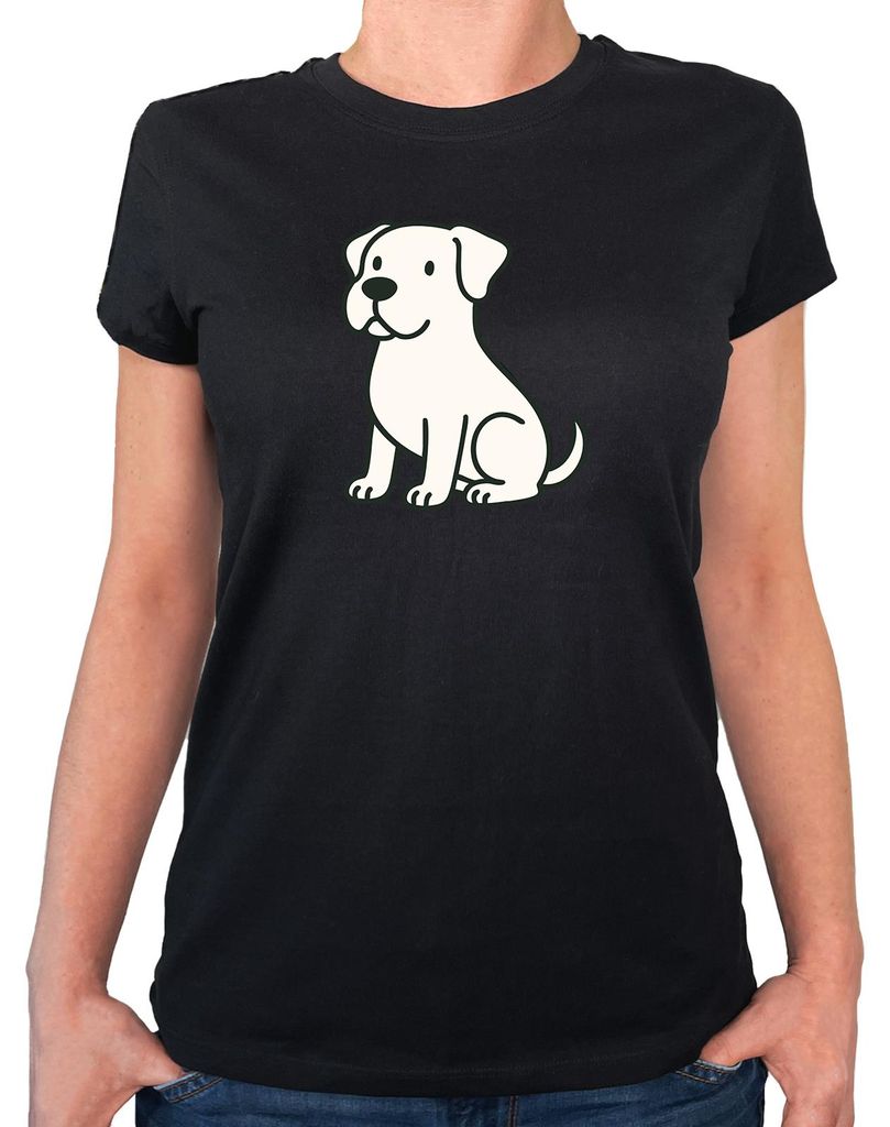 Huuraa Damen T-Shirt Dogo Argentino Comic Dogo S Black Bio Baumwolle Fairtrade Damenshirt Geschenkidee