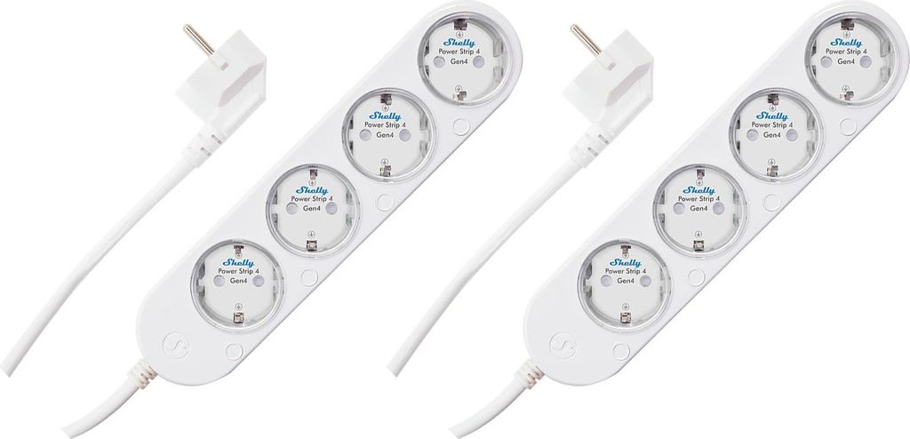 SHELLY Power Strip 4 Gen4, 4-fach Steckdosenleiste, weiß, WiFi, Bluetooth, Zigbee, Matter, Apple HomeKit, Alexa, 2 Stück
