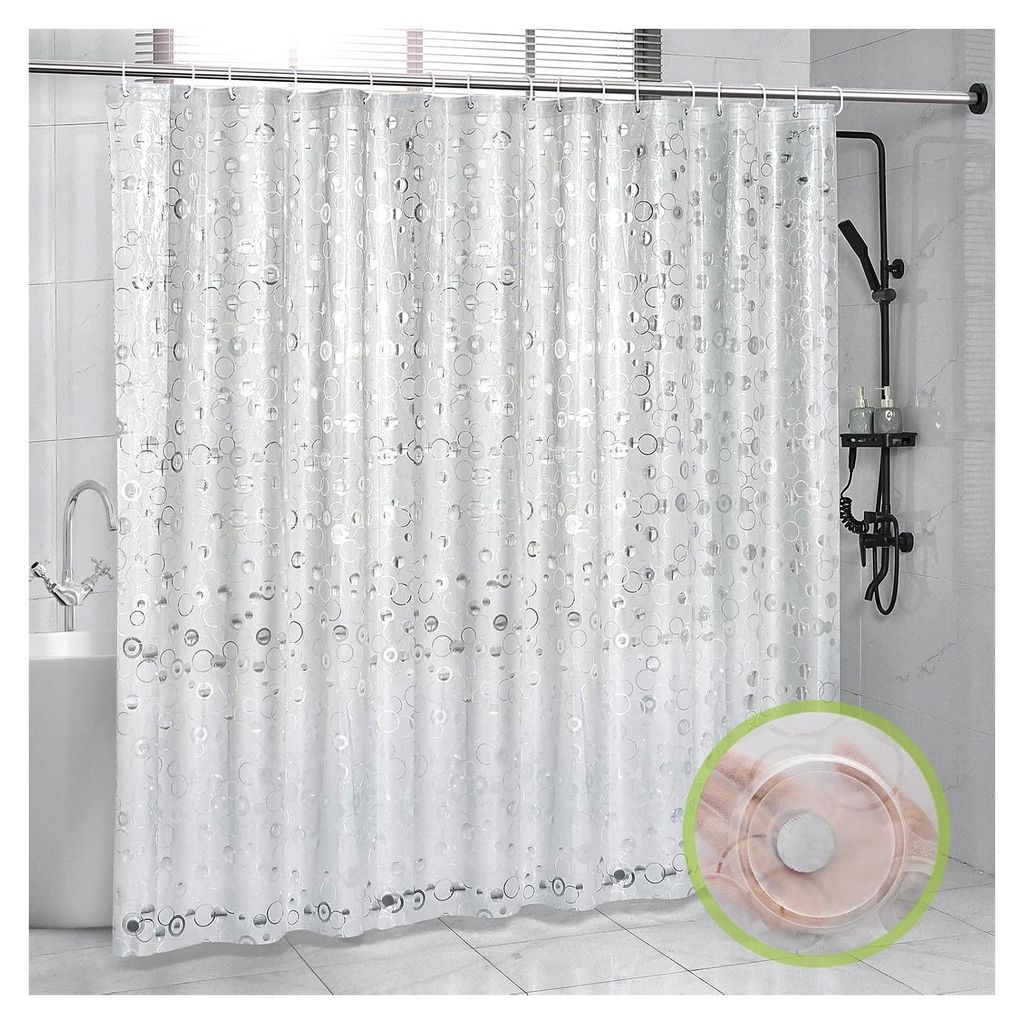 Duschvorhang Antischimmel 240x200cm Eva Wasserdicht Duschvorhänge mit 4 Bleiblöcke Unten 16 Duschvorhangringen Shower Curtains BadVorhang für Ba...