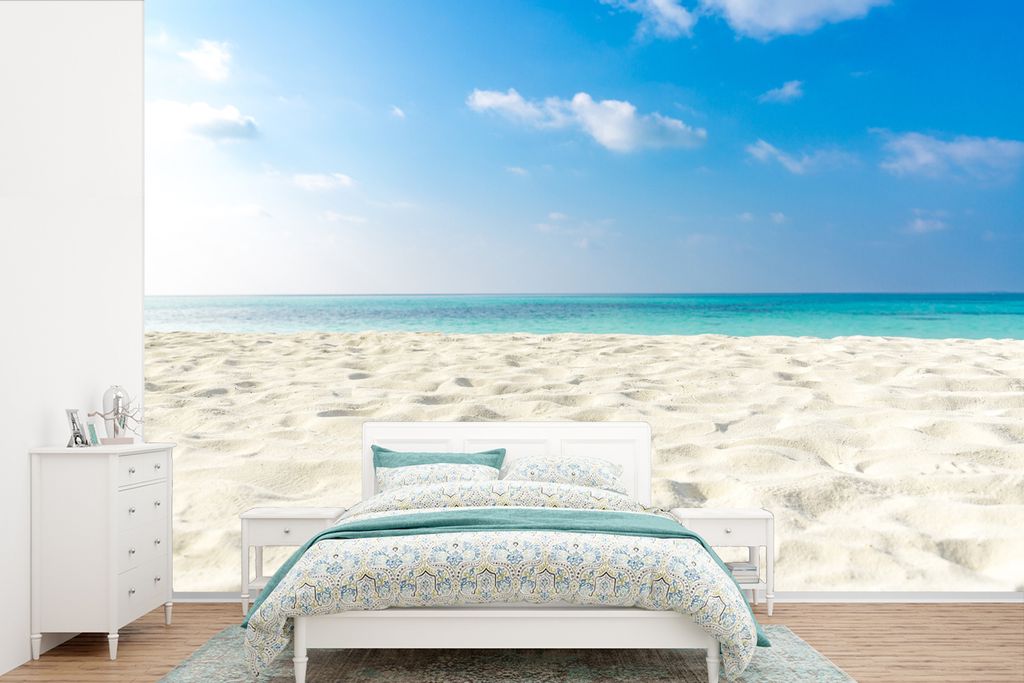 MuchoWow Fototapete für Wohnzimmer oder Schlafzimmer Wandtapete Vinyl Motivtapete Tropisch - Strand - Meer - 360x240 cm - Vinyl-Tapete