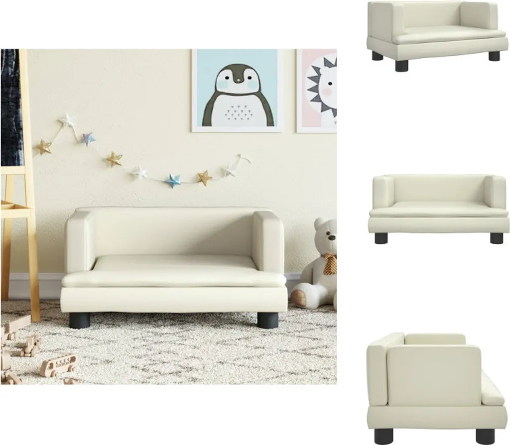vidaXL Divano per bambini Crema 60x40x30 cm in Pelle finta - Mobili per bambini e ragazzi
